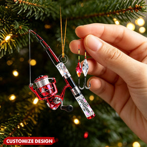 Personalized Stained Glass Fishing Gear Christmas Ornament Gift For Fishing Lover