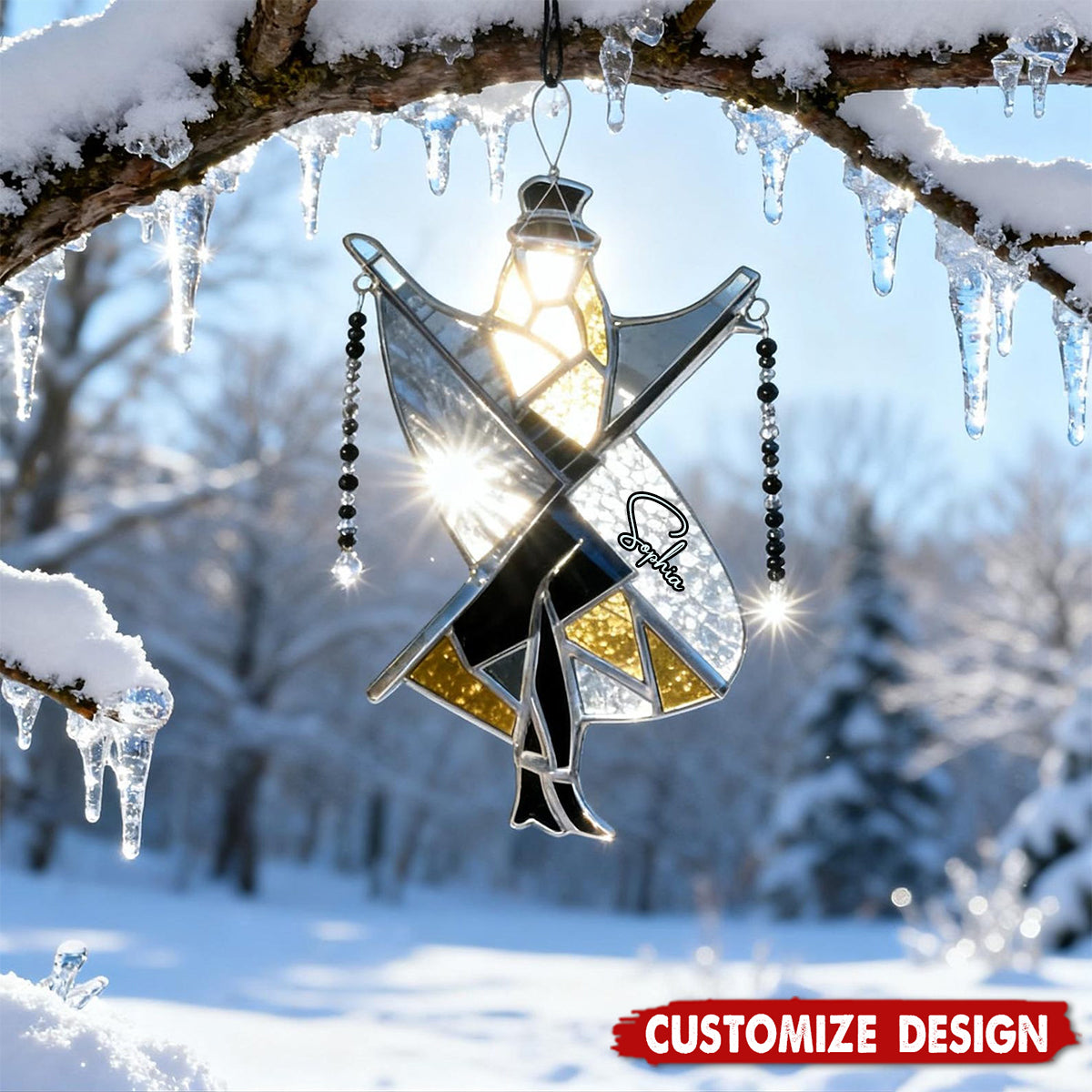 Personalized Boho Dancing Lady Window Suncatcher