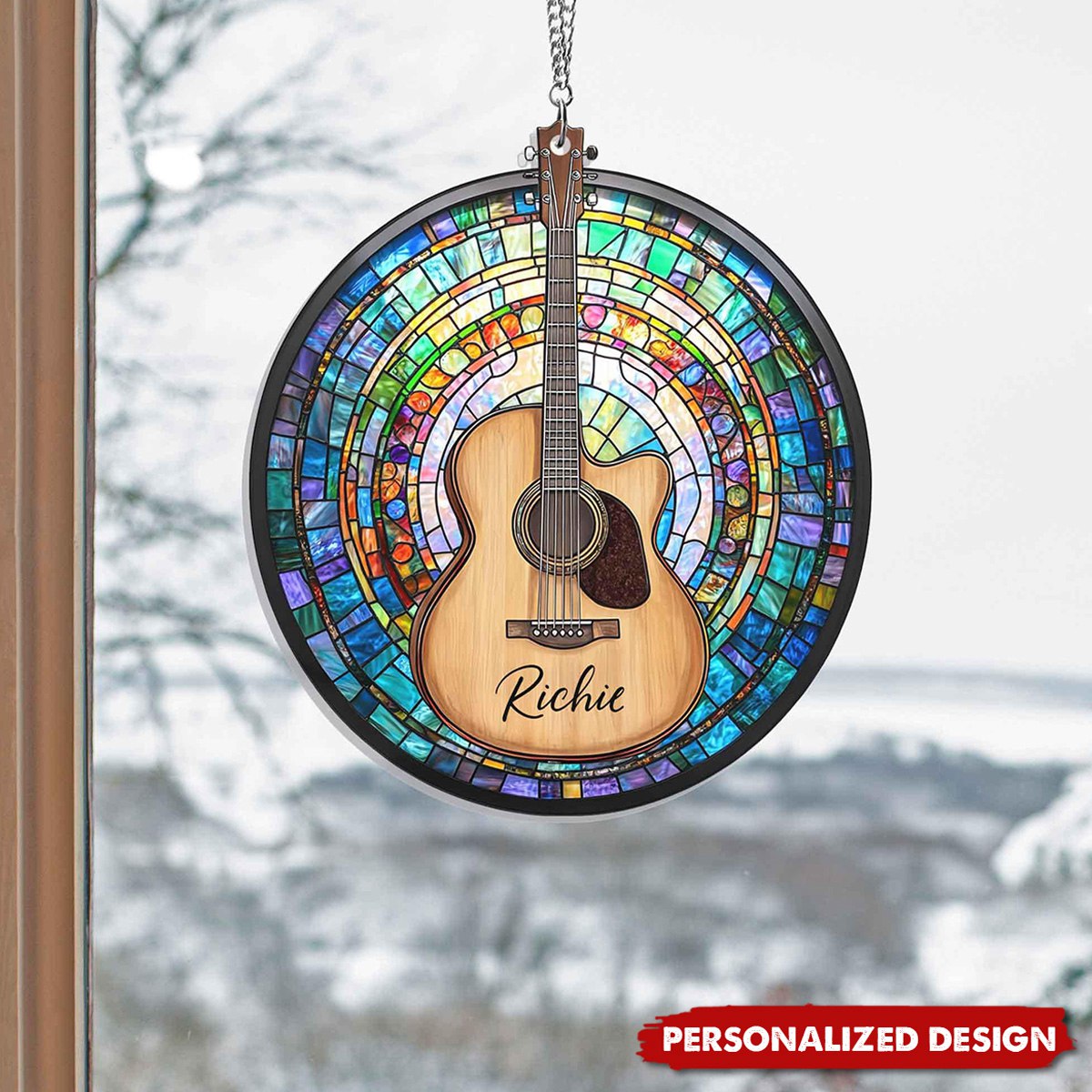 Personalized Guitar Suncatcher Hanging Ornament-Music Lover Gift
