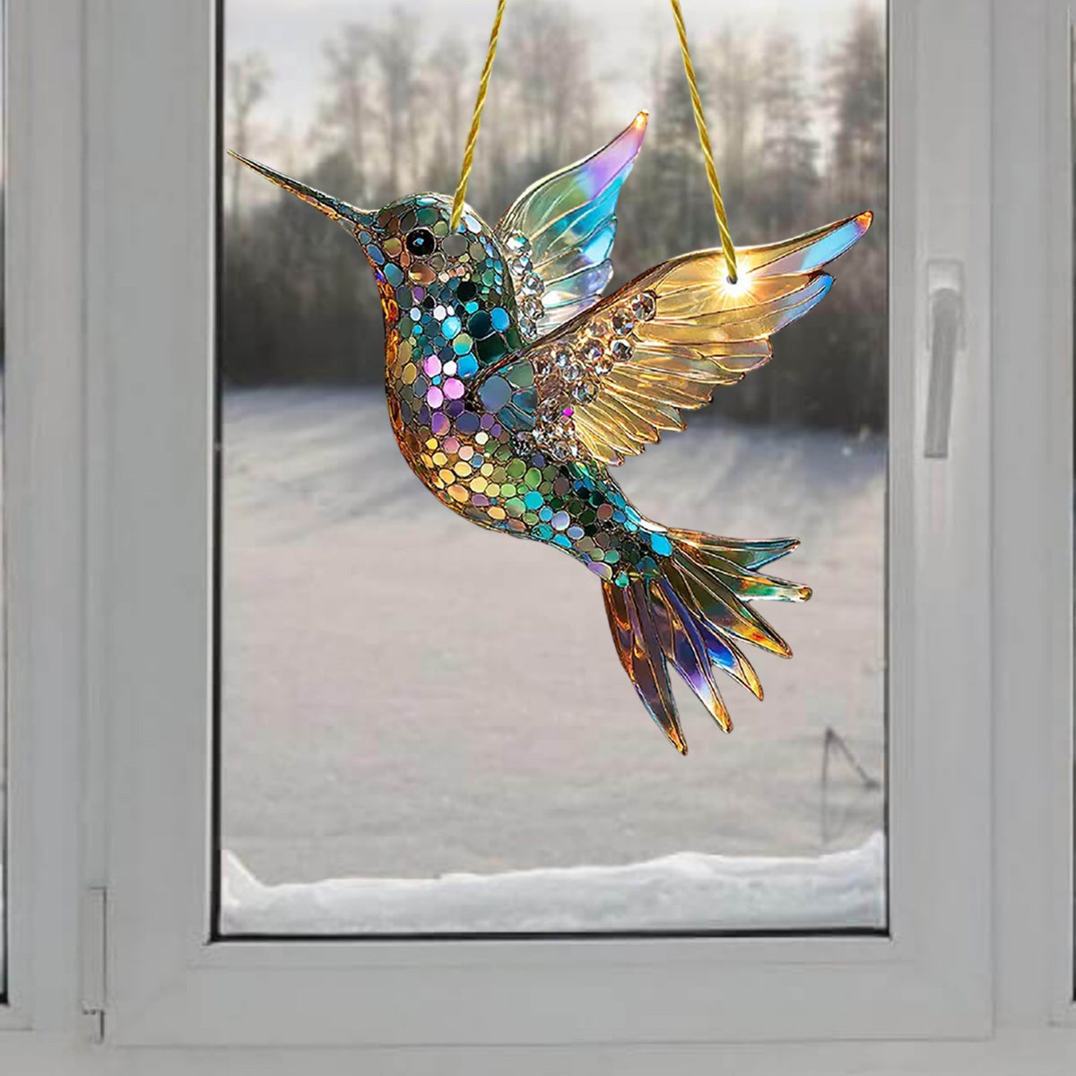 Hummingbird Suncatcher Colorful Window Hanging Ornament - Gift For Bird Lovers