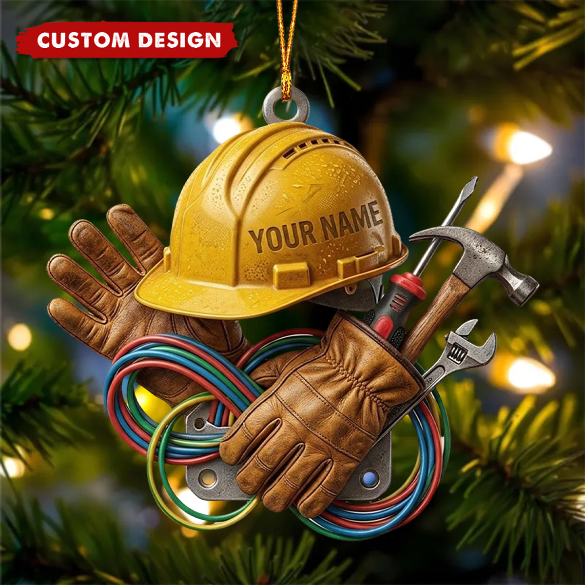 Personalized Electrician Ornament, Lineman Gift