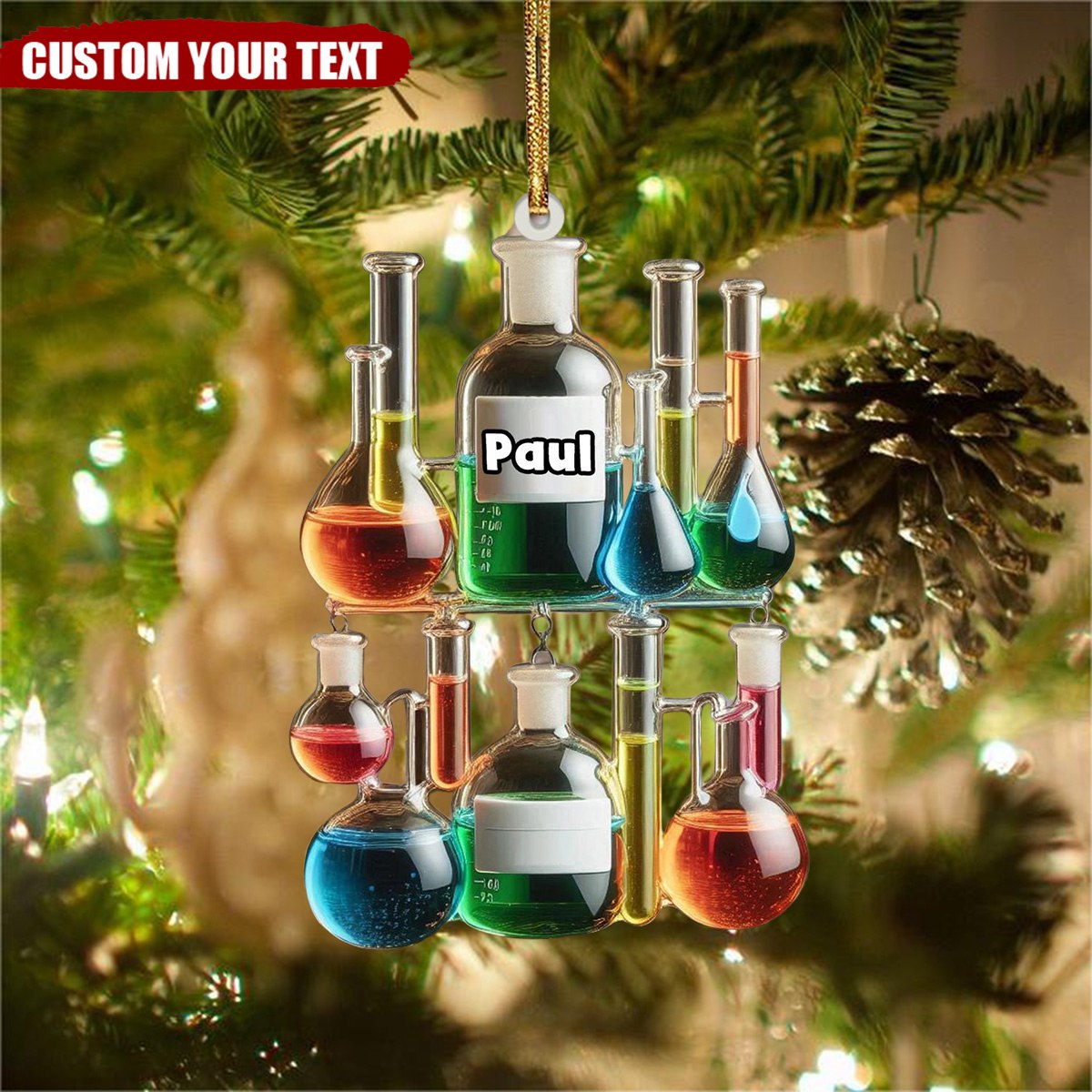 Personalized Glass Chemistry Christmas Ornament  Gift for Teacher- 2024 New Release