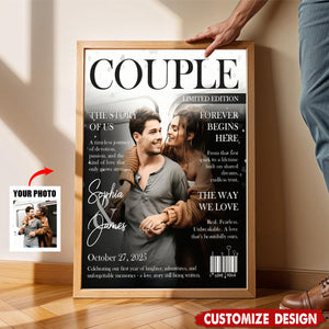 Personalized Love Story Couple Magazine Cover Poster- Gift For Romantic Couple