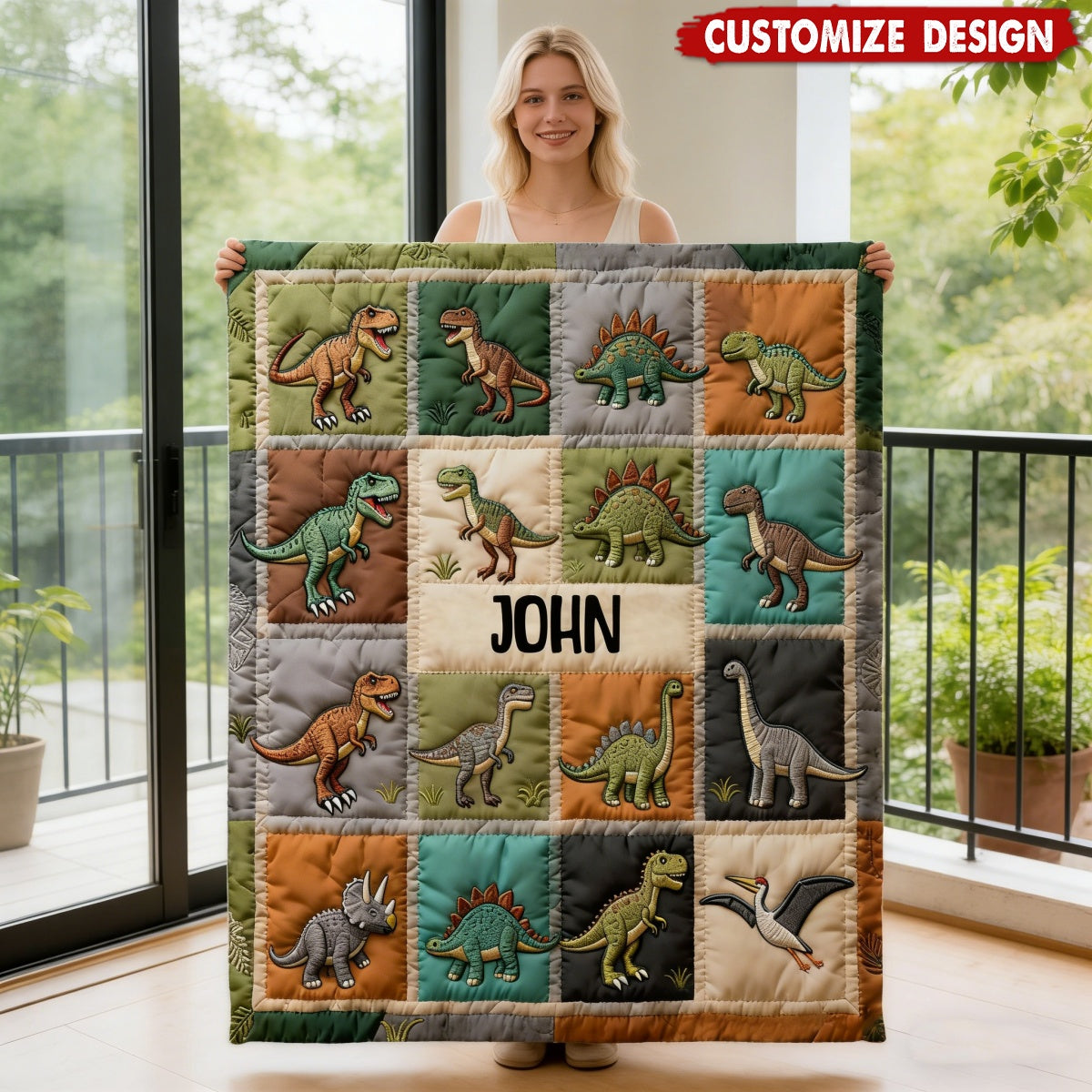 Love Dinosaur - Personalized Kid Blanket