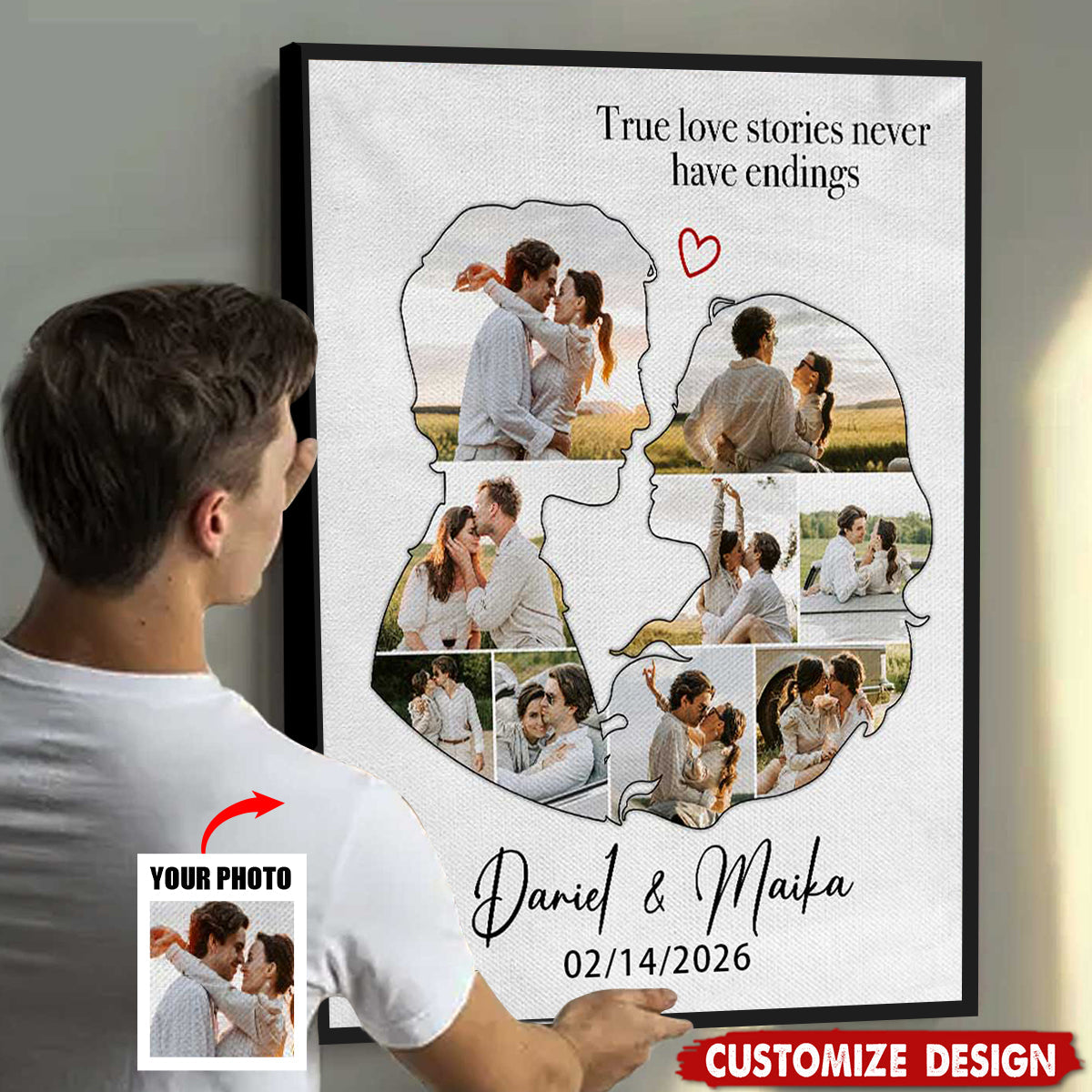 Personalized Couple Photo Poster - Gift For Husband Wife, Couples