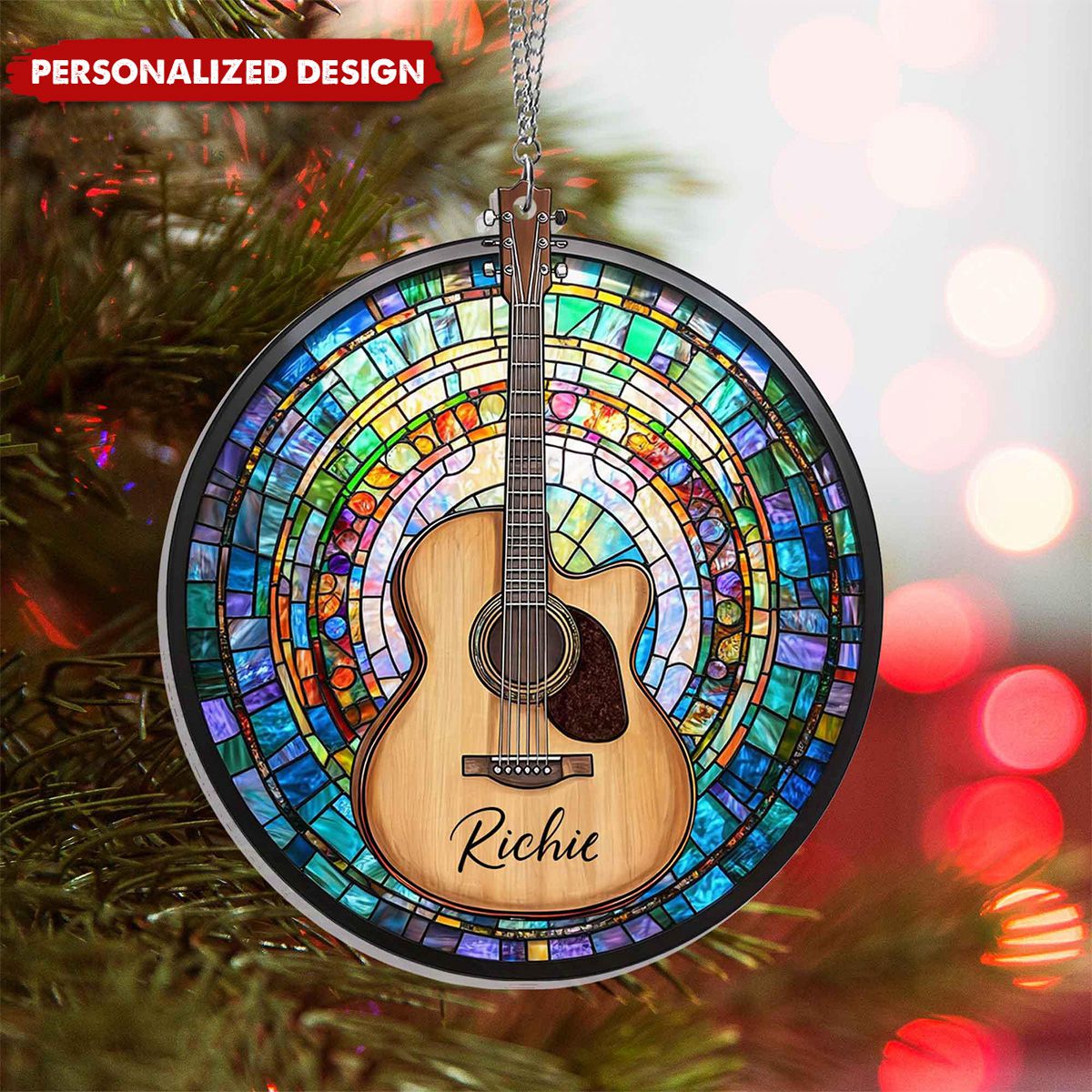 Personalized Guitar Suncatcher Hanging Ornament-Music Lover Gift