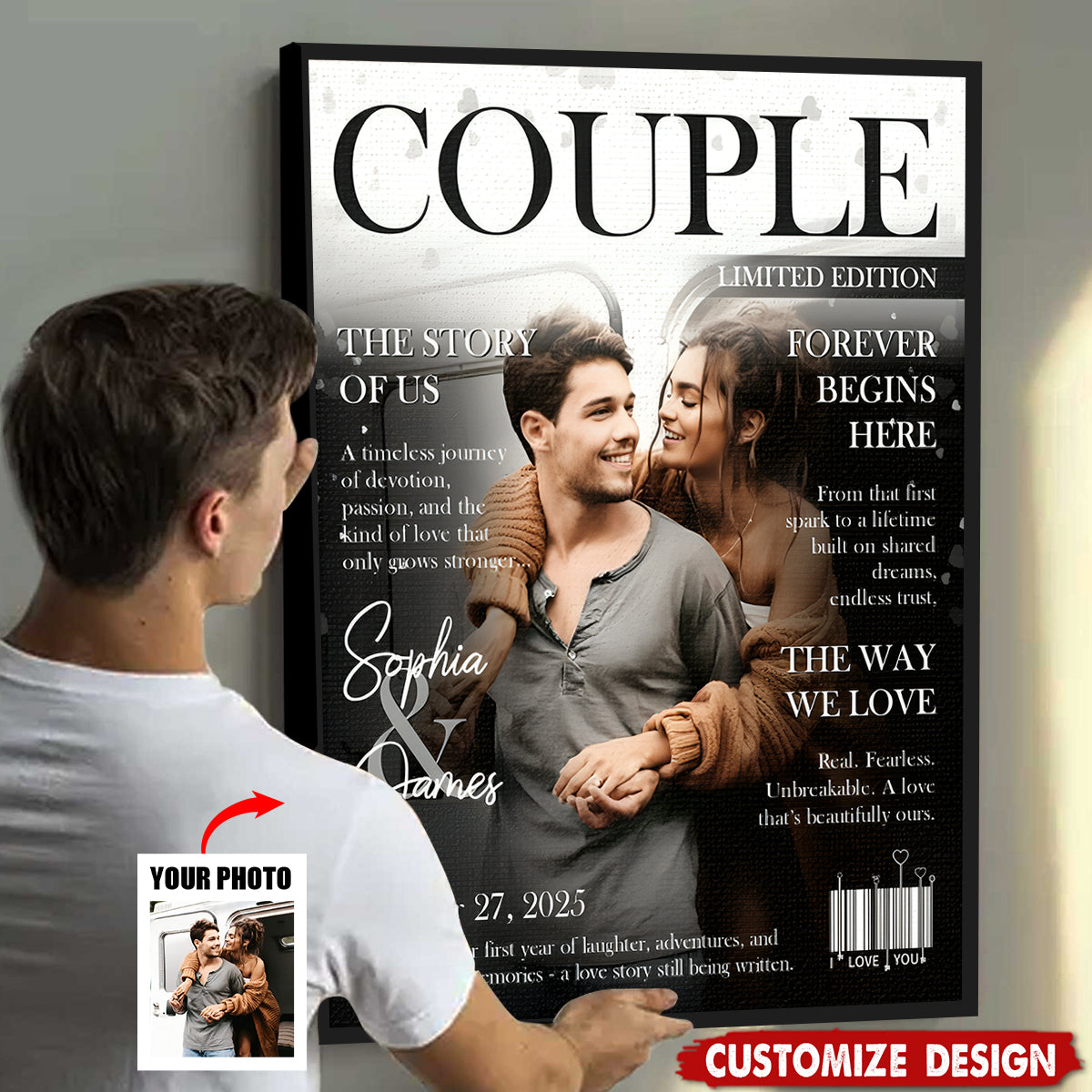 Personalized Love Story Couple Magazine Cover Poster- Gift For Romantic Couple