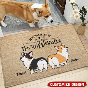 Corgi Wiggle Butt Club Dog Personalized Doormat