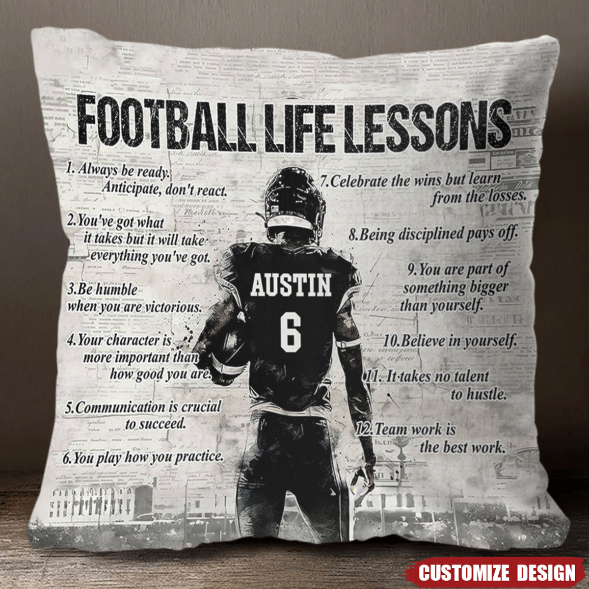 Personalized American Football Life Lessons Pillow-Gift For American F ...