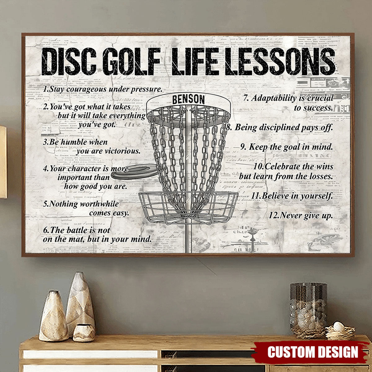 Personalized Disc Golf Life Lessons Sport Poster - Gift For Disc Golf Lovers