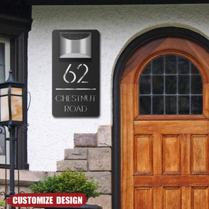 Modern Personalized House Number Address Sign With Waterproof Solar Powered LED Light