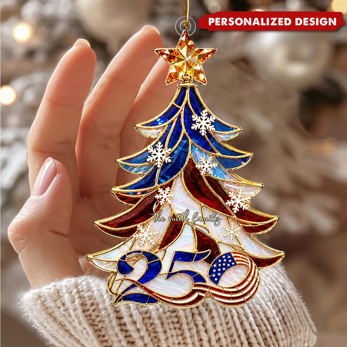 250th Anniversary Ornament 1776-2026, American Flag Christmas Tree Decor, Patriotic Holiday Gift, US History Keepsake, 250 Years of America