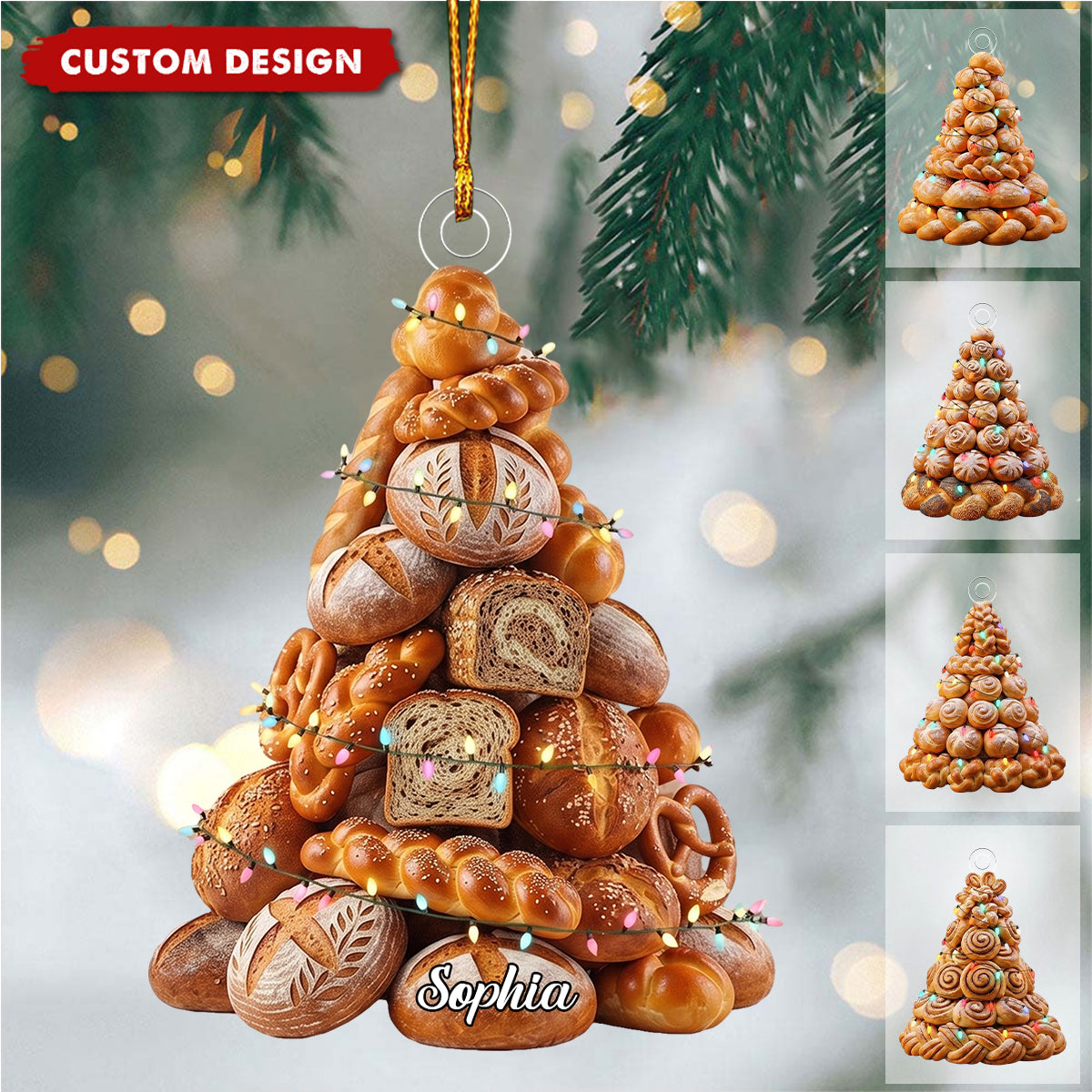 Personalized Sourdough Bread Ornament, Bakery Ornament