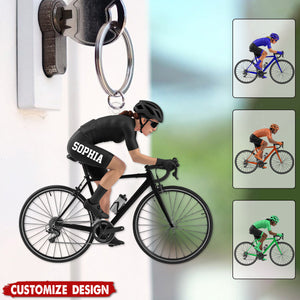 Personalized Road Bike Cyclist Keychain - Gift for Cycling Enthusiast And Cyclist