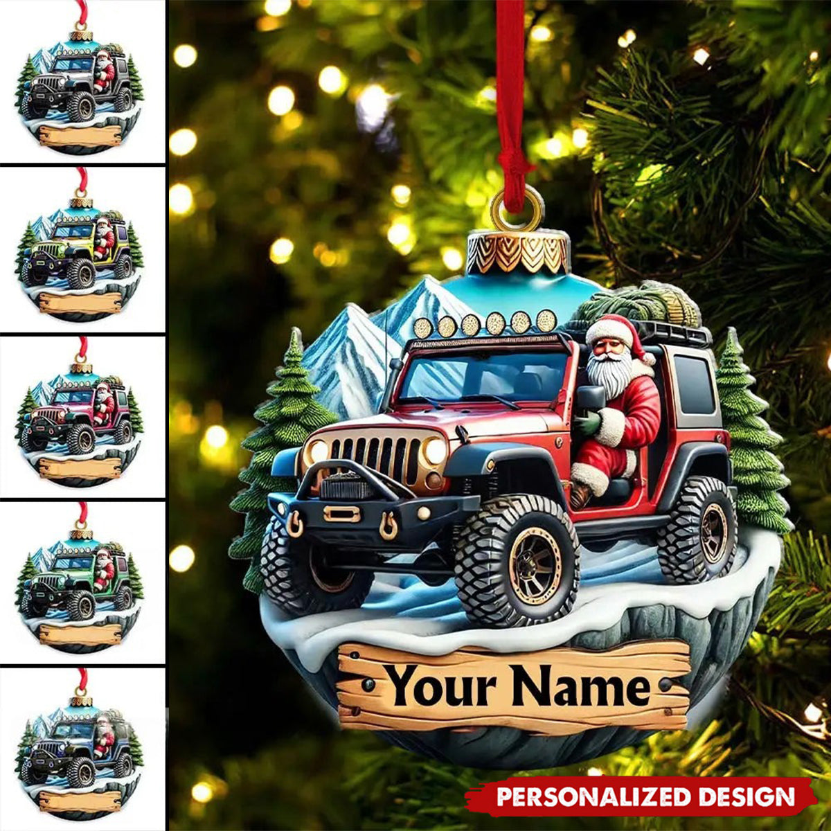 Custom Name Santa Ride Ornament, Santa Christmas Gift