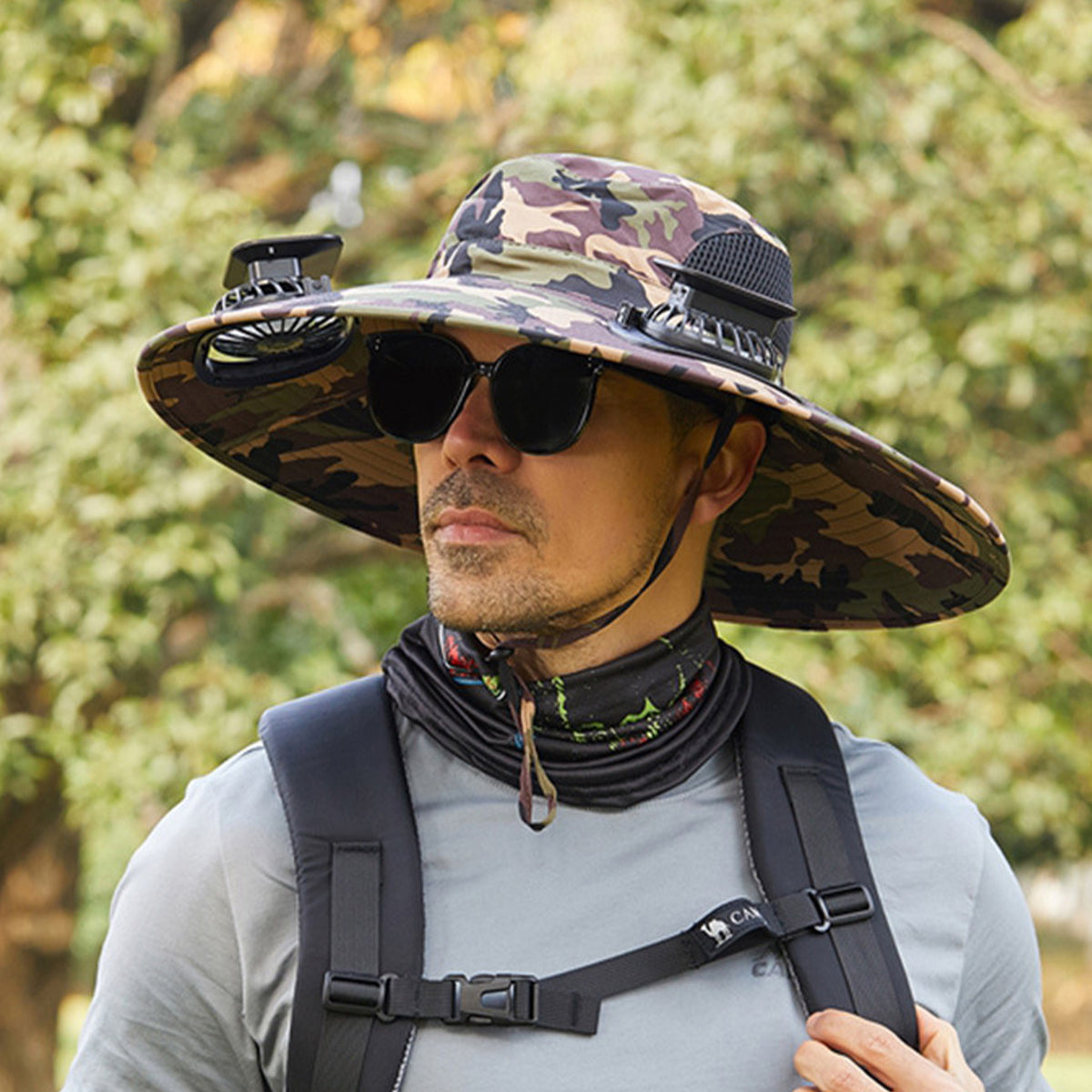 Wide Brim Solar Fan Outdoor Fishing Hat-Solar & USB Charging - Father's Day Gift