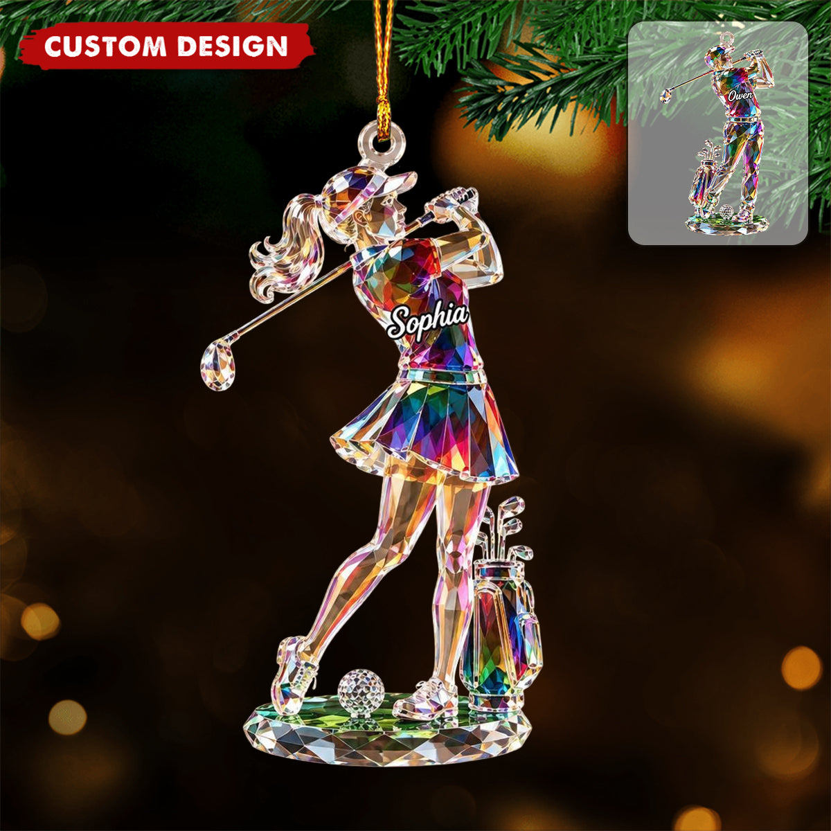 Personalized Golf Ornament, Golfer Christmas Ornament, Golf Lover Gift
