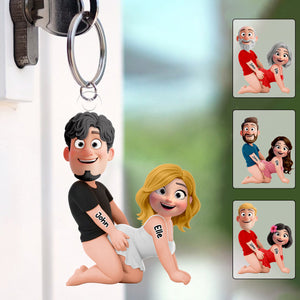 Naughty Personalized Couple Keychain - Gifts For Couple