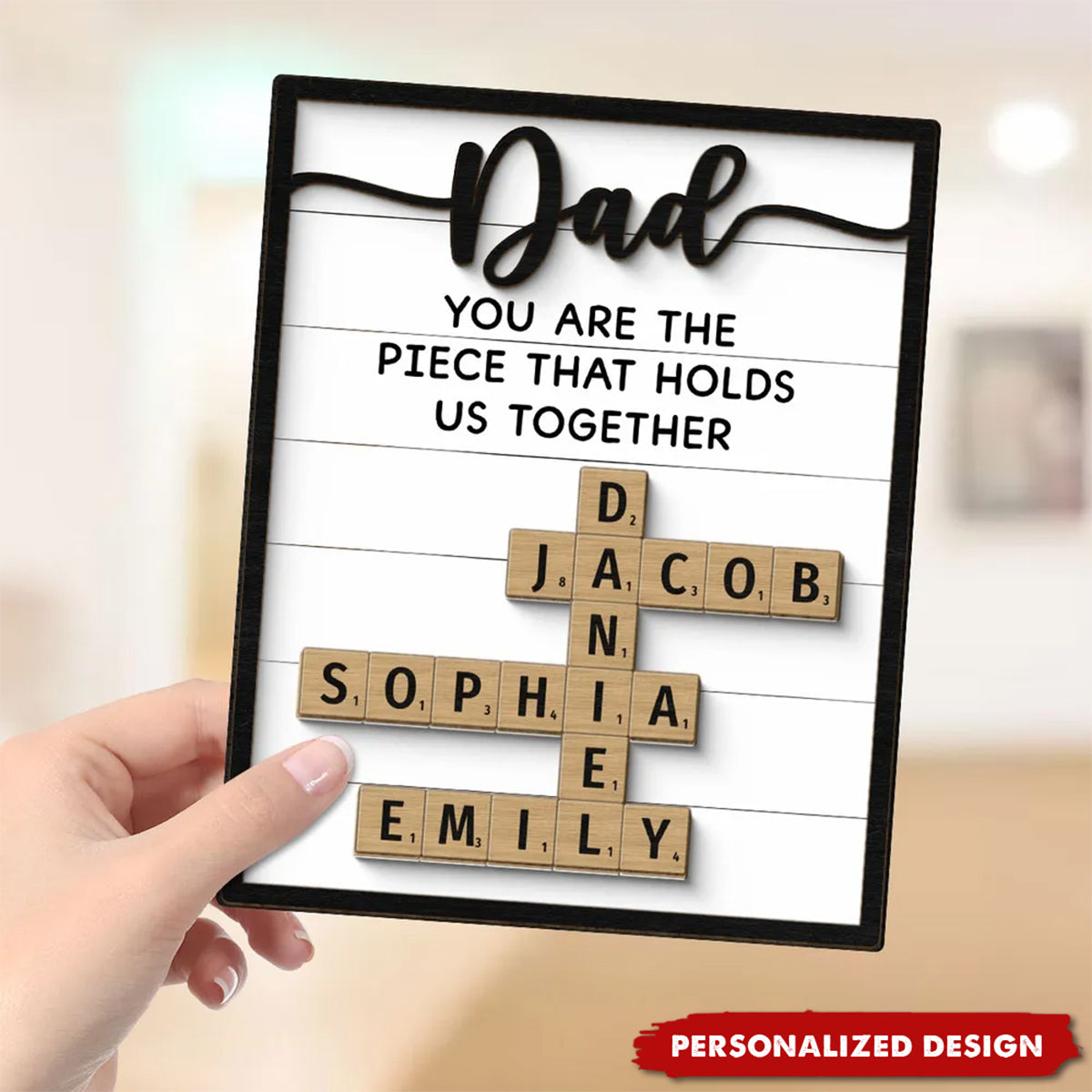 Dad You Are The Piece That Holds Us Together-Crossword Puzzle Art Personalized 2-Layer Wooden Plaque