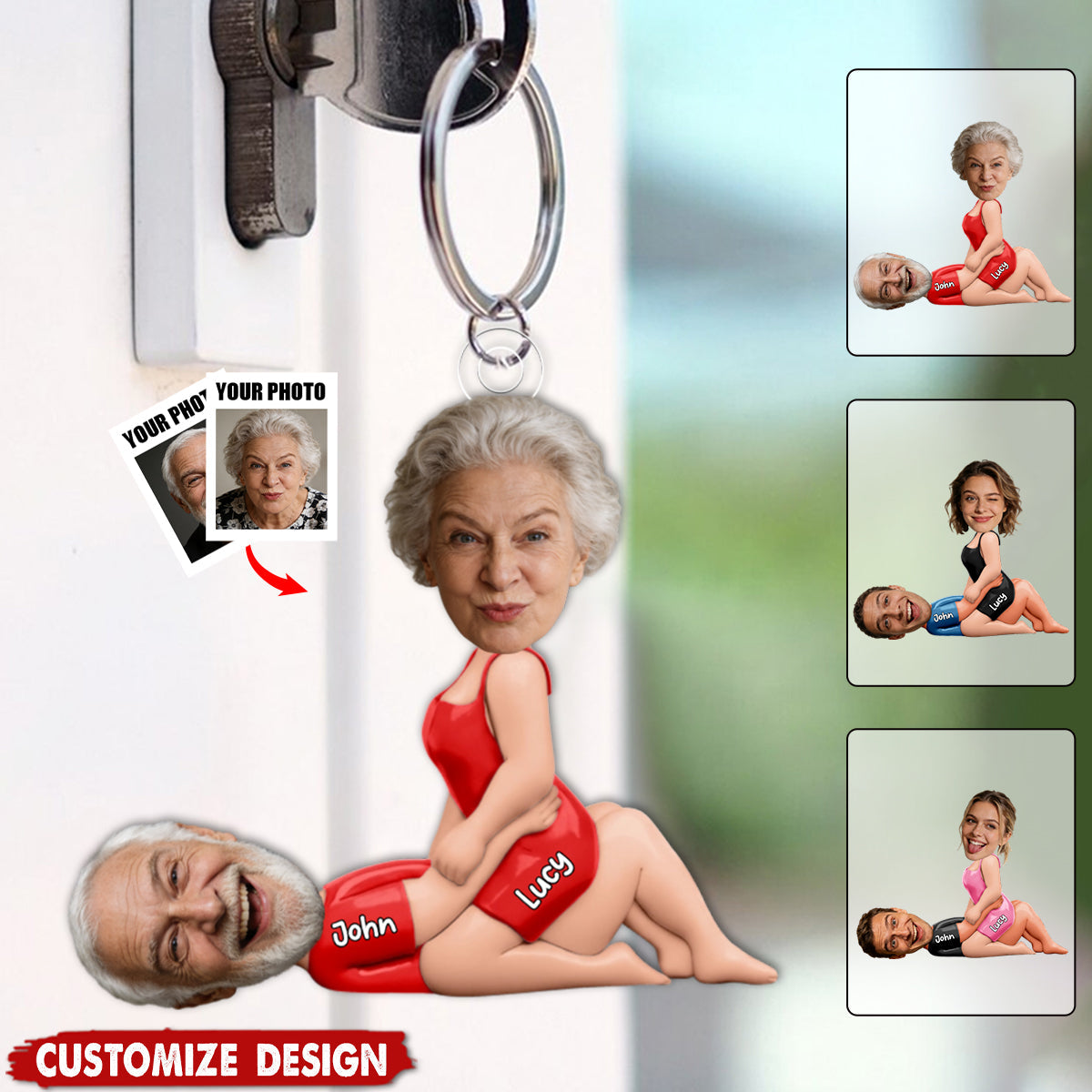 Personalized Naughty Photo AcrylicKeychain - Gifts For Couple