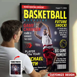 Personalized Basketball Magazine Cover Poster - Basketball Lovers Gift
