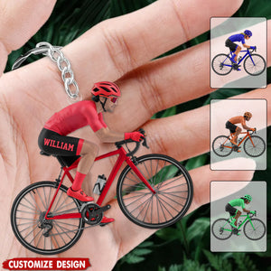Personalized Road Bike Cyclist Keychain - Gift for Cycling Enthusiast And Cyclist