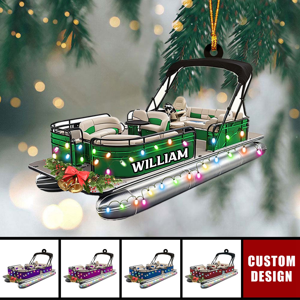 Personalized Pontoon Boat Christmas Ornament - New Release