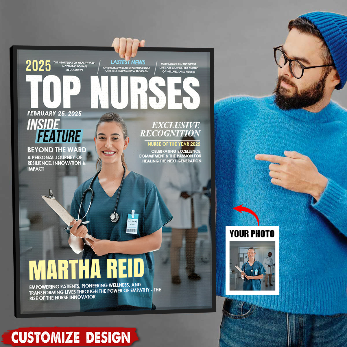 Personalized Top Nurses Magazine Cover Poster - Nurses Appreciate Gift