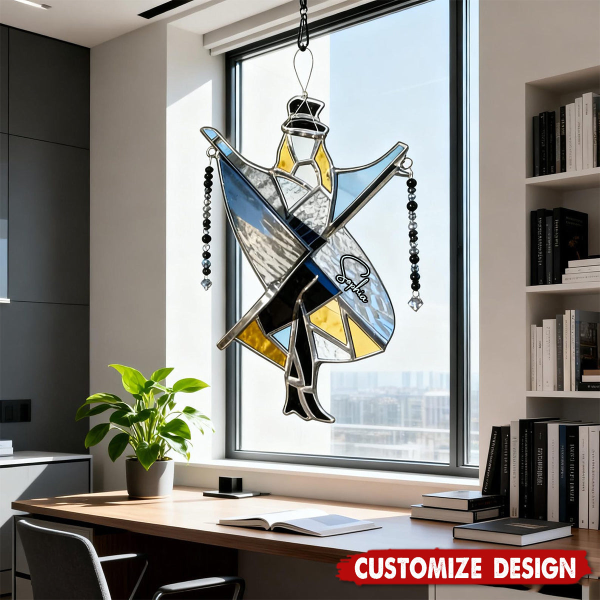 Personalized Boho Dancing Lady Window Suncatcher