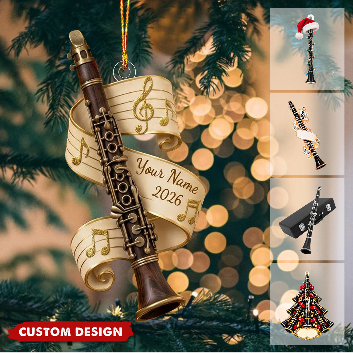 Personalized Clarinet Christmas Ornament, Clarinet Player Gift, Band Teacher Gift