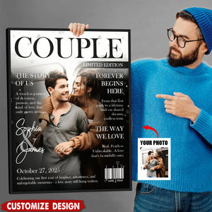 Personalized Love Story Couple Magazine Cover Poster- Gift For Romantic Couple