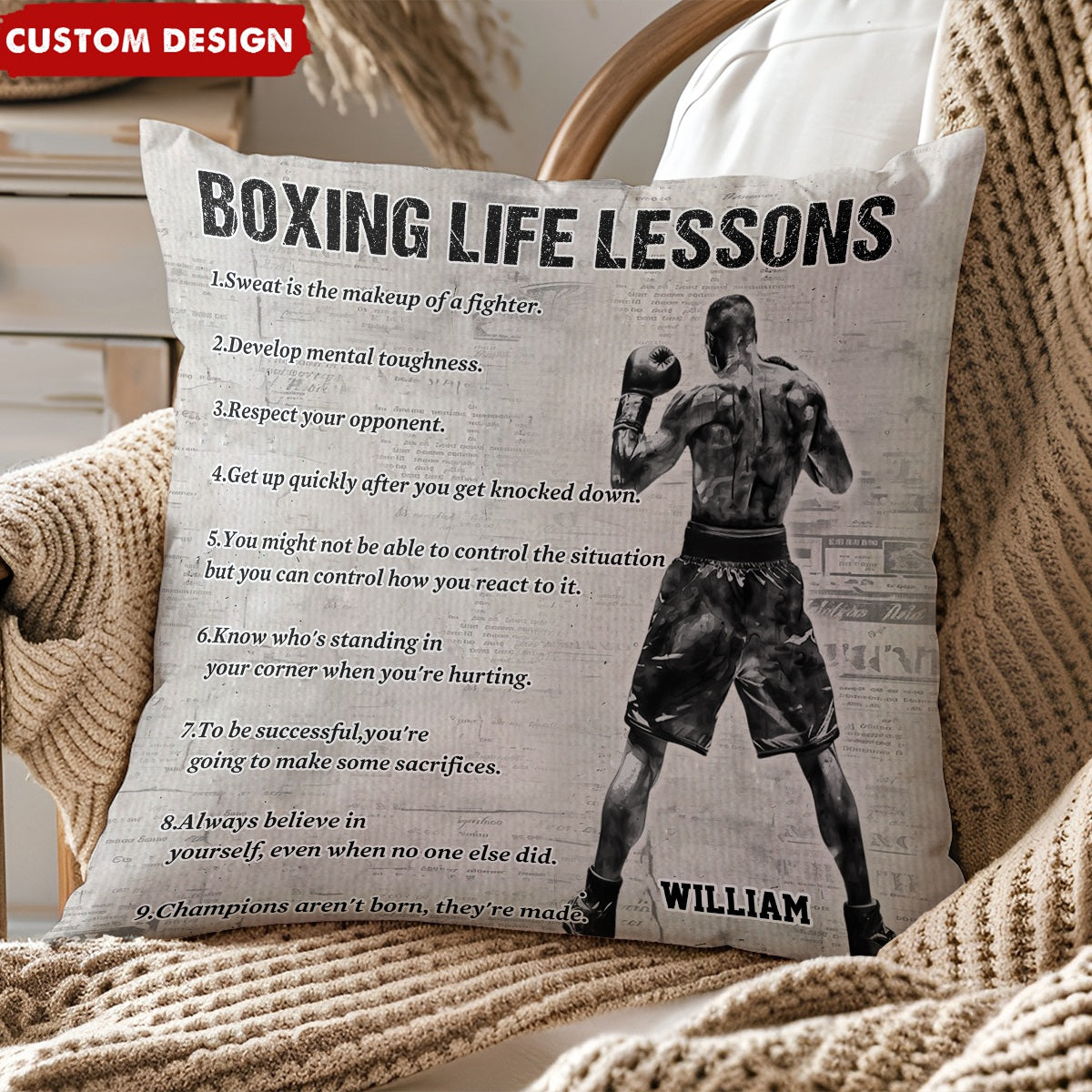 Personalized Boxing Life Lessons Pillow - Gift For Boxing Lovers