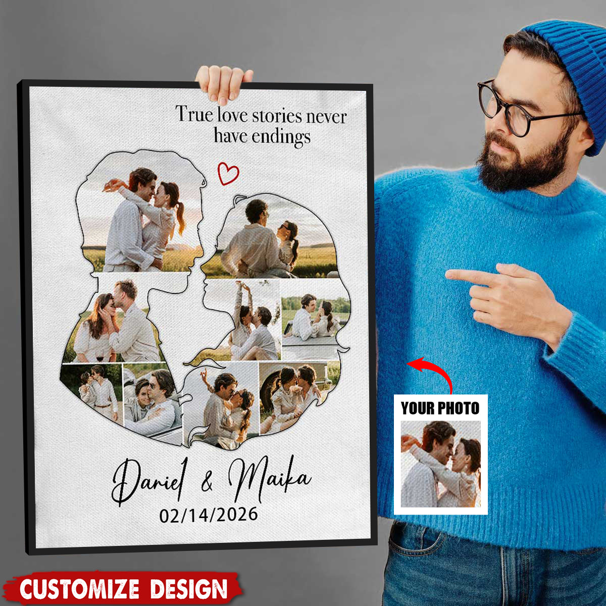 Personalized Couple Photo Poster - Gift For Husband Wife, Couples