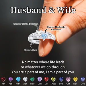 For My Love-Double Heart Couple Birthstone Ring