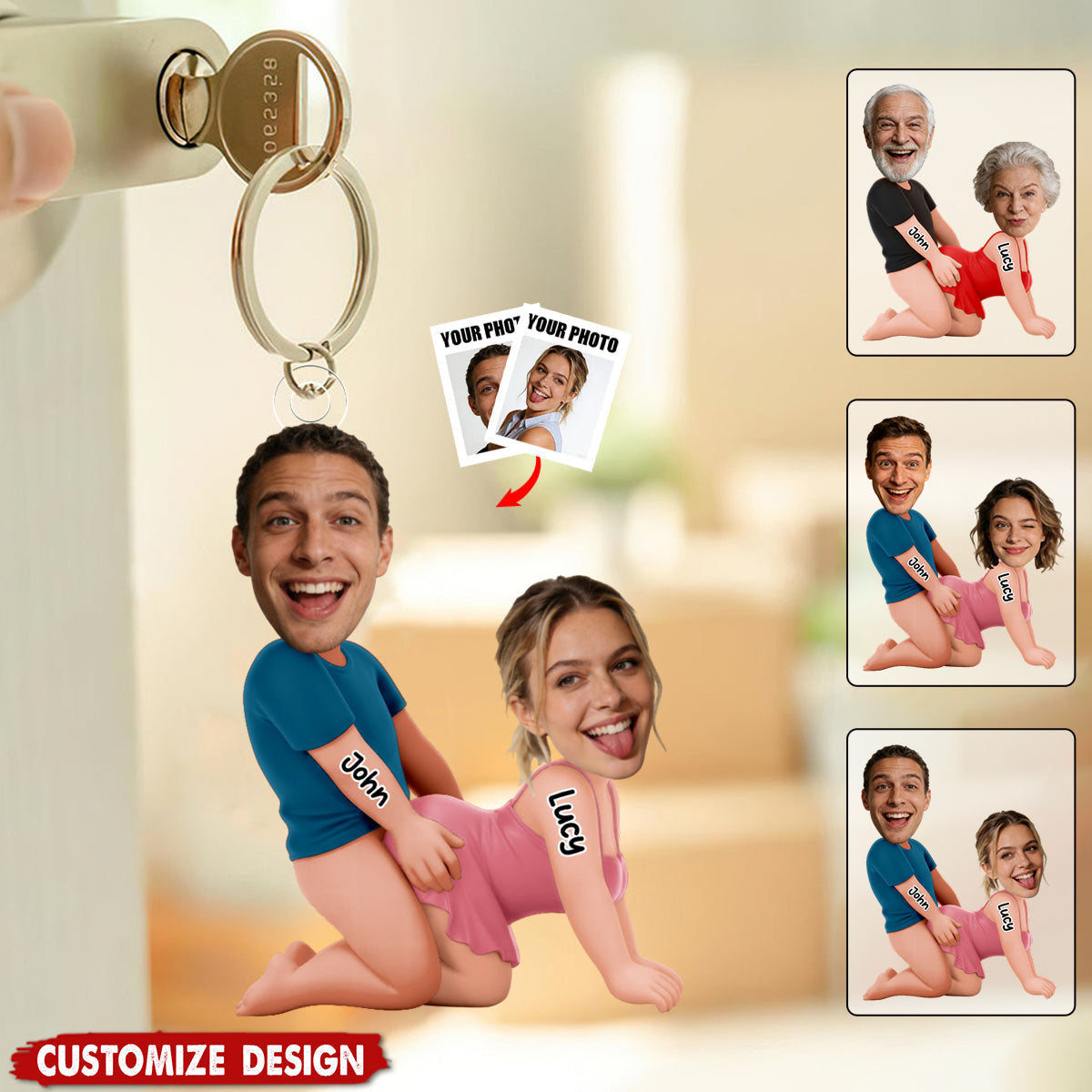 Naughty Personalized Photo Acrylic Keychain - Gifts For Couple