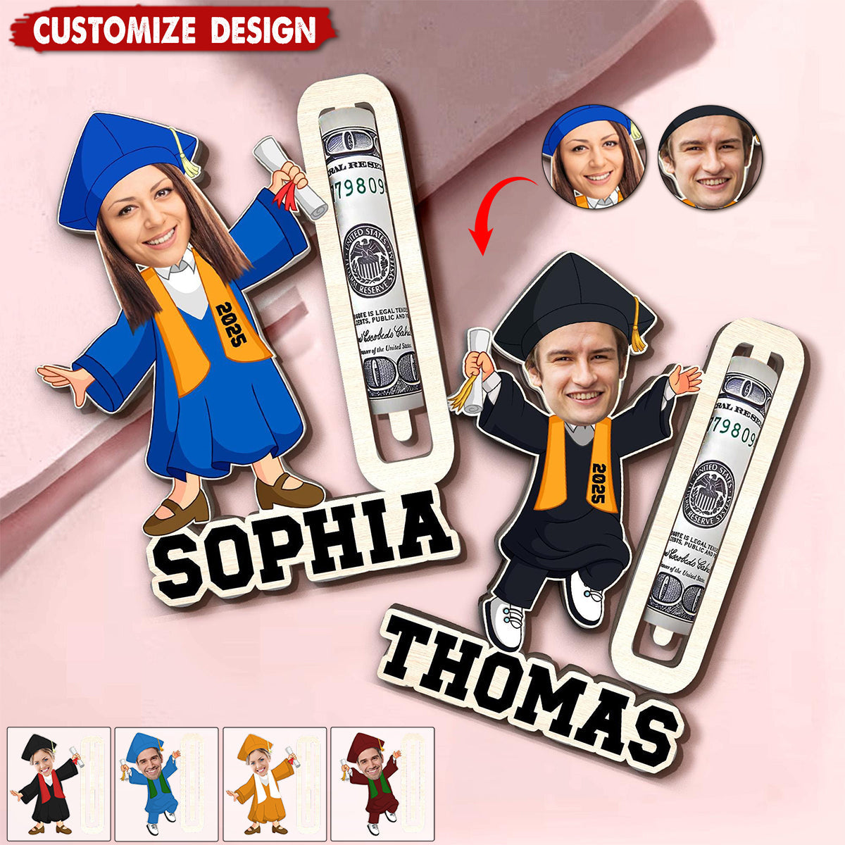 Personalized Graduation Photo Money Holder Class Of 2025