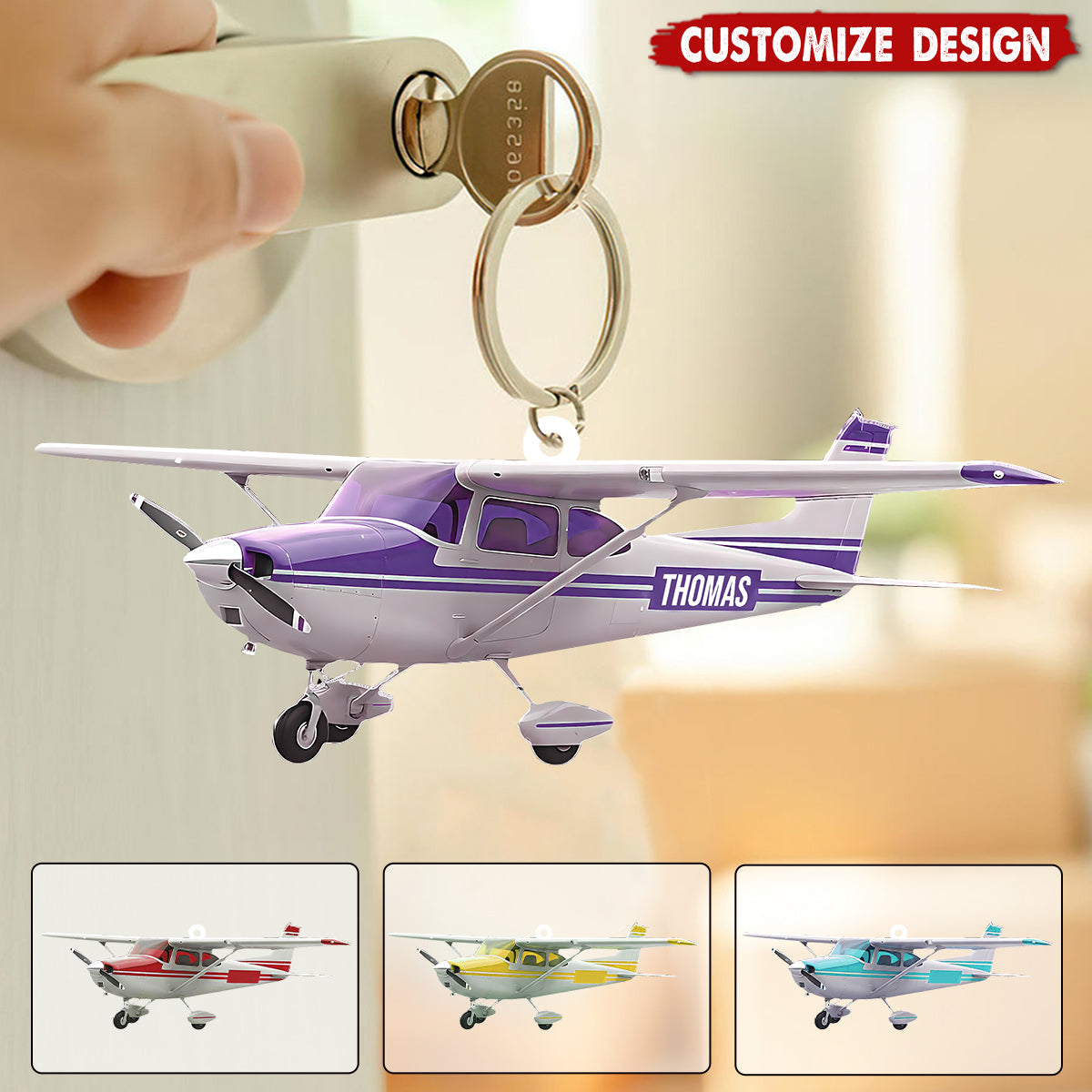 Personalized Airplane Keychain - Gift for Travelers, Aviators & Helicopter Lovers