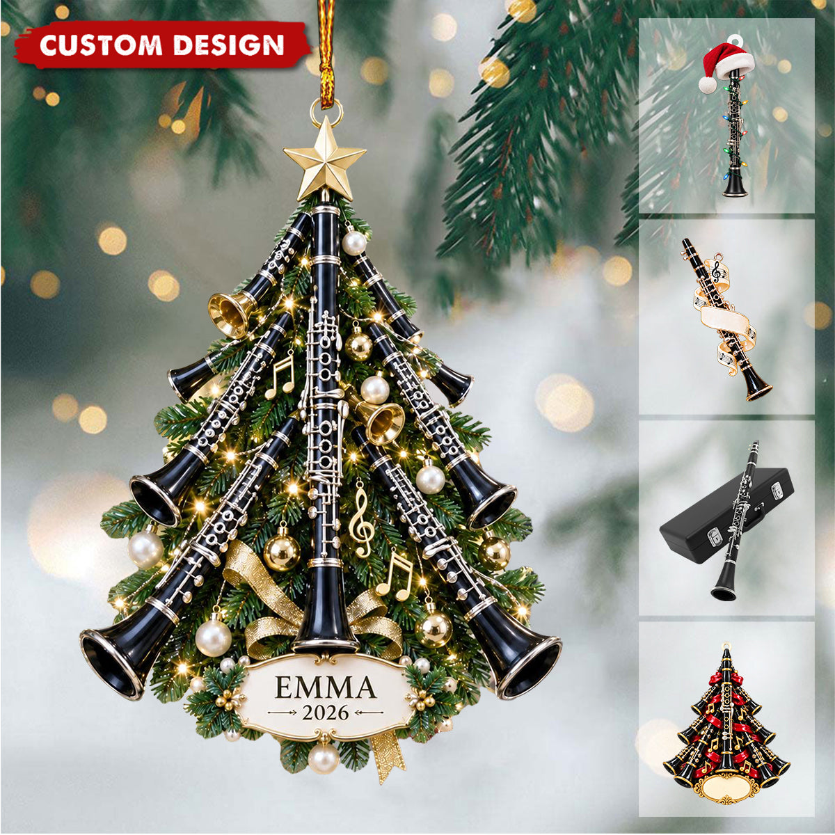 Personalized Clarinet Christmas Ornament, Clarinet Player Gift, Band Teacher Gift