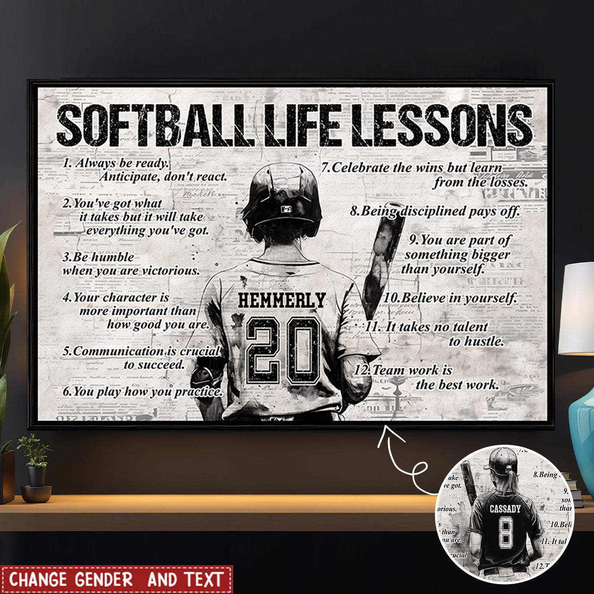 Softball Lessons Frame Personalized Softball Life Lessons Poster- Gift For Softball Lovers ...