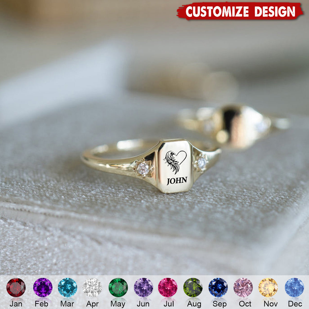 I Will Carry You With Me Until I See You Again - Personalized Memorial Birthstone Ring