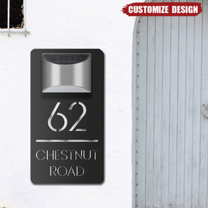 Modern Personalized House Number Address Sign With Waterproof Solar Powered LED Light