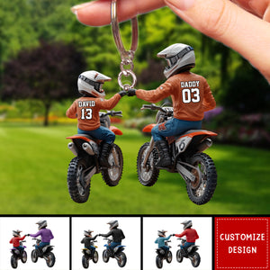 Dirt Bike Dad And Kid - Personalized Dirt Bike Acrylic Keychain