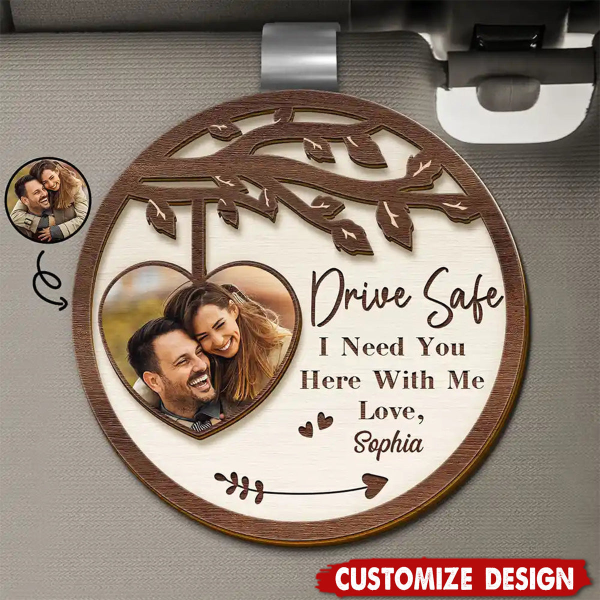 Photo Couple I Need You Here With Me - Personalized Custom Shaped Car Visor Clip