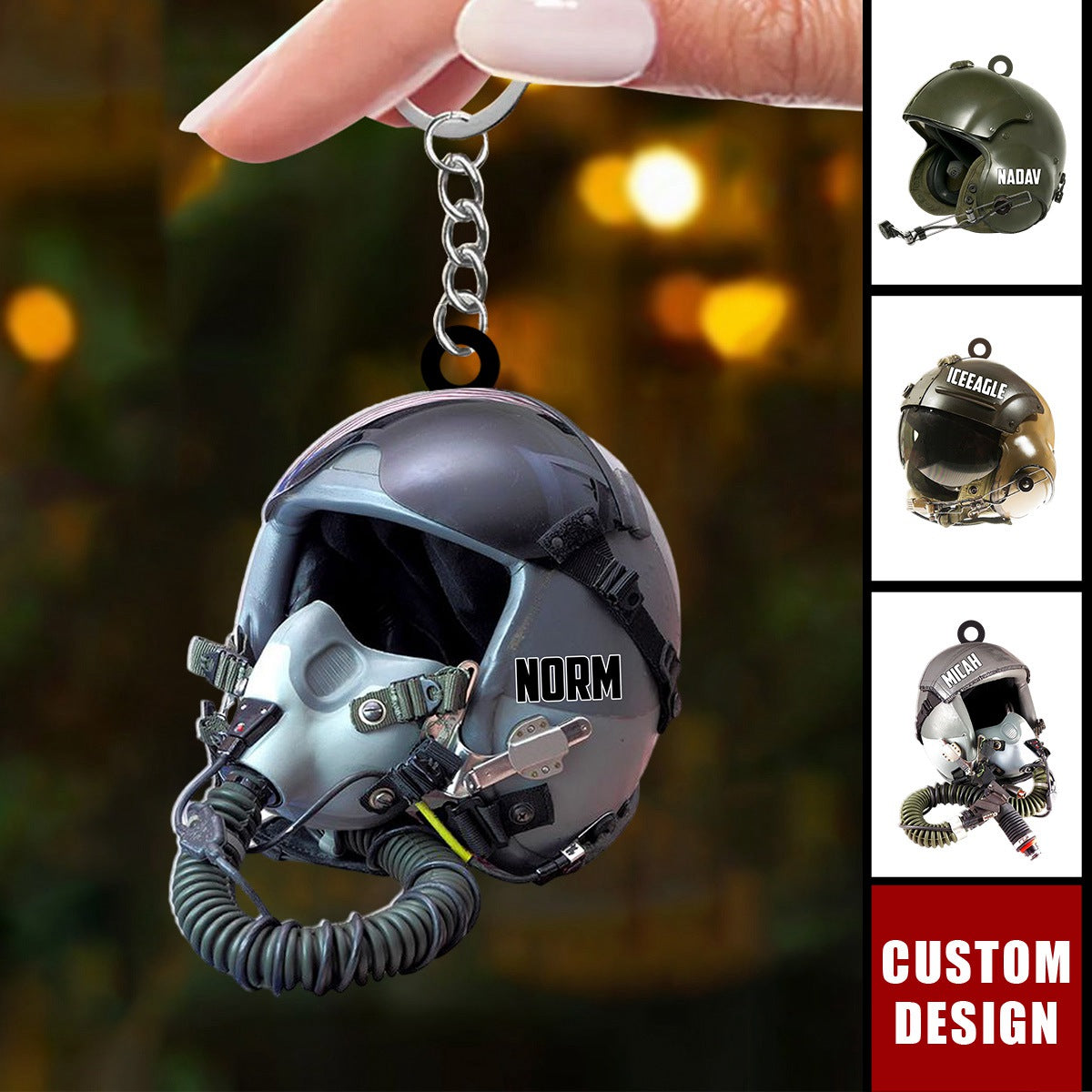 custom military motorcycle helmet Personalized Military Flight Helmet Keychain