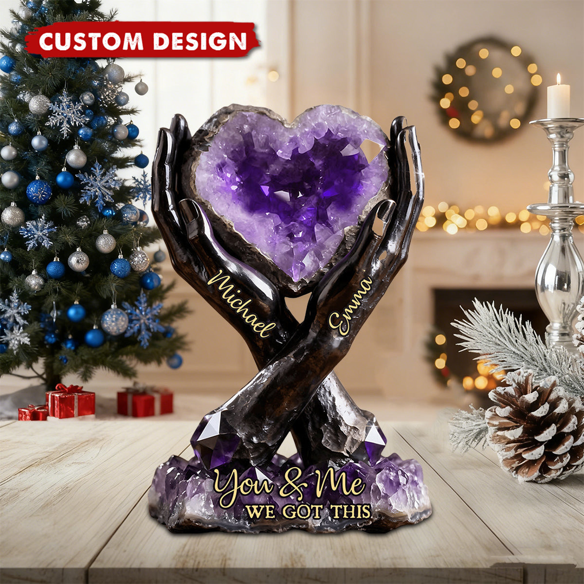 Personalized Couple Shaped Acrylic Plaque - You & Me We Got This