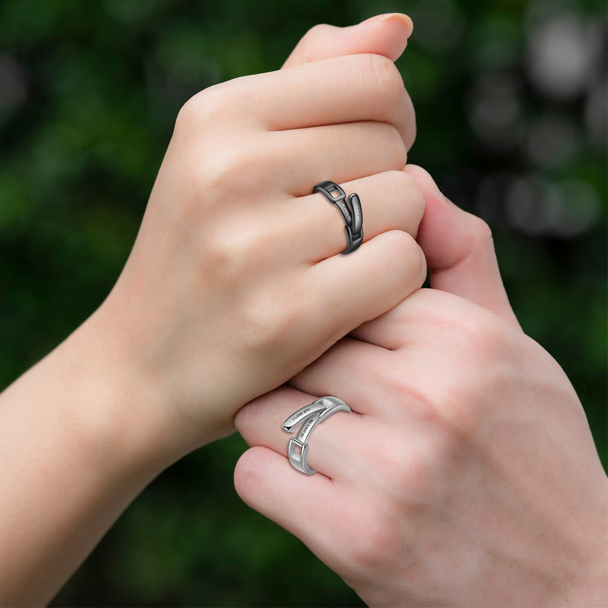 Personalized Matching Ring, Custom Secret Message Ring - Anniversary Gift for Couples
