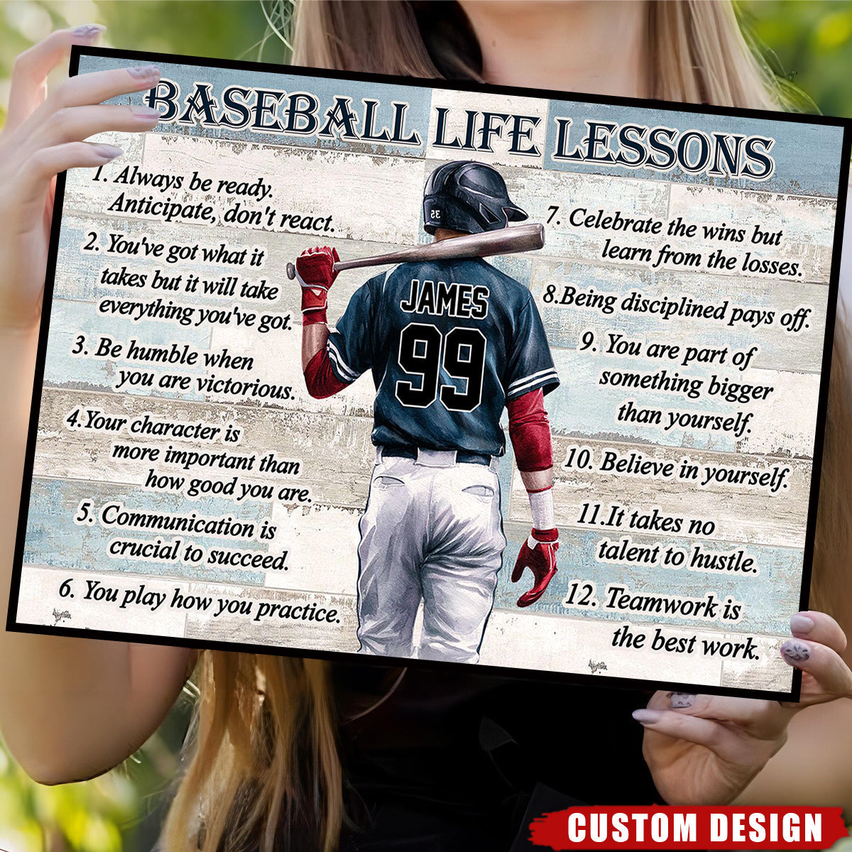 Personalized Baseball Life Lessons Poster-Gift For Baseball Lover