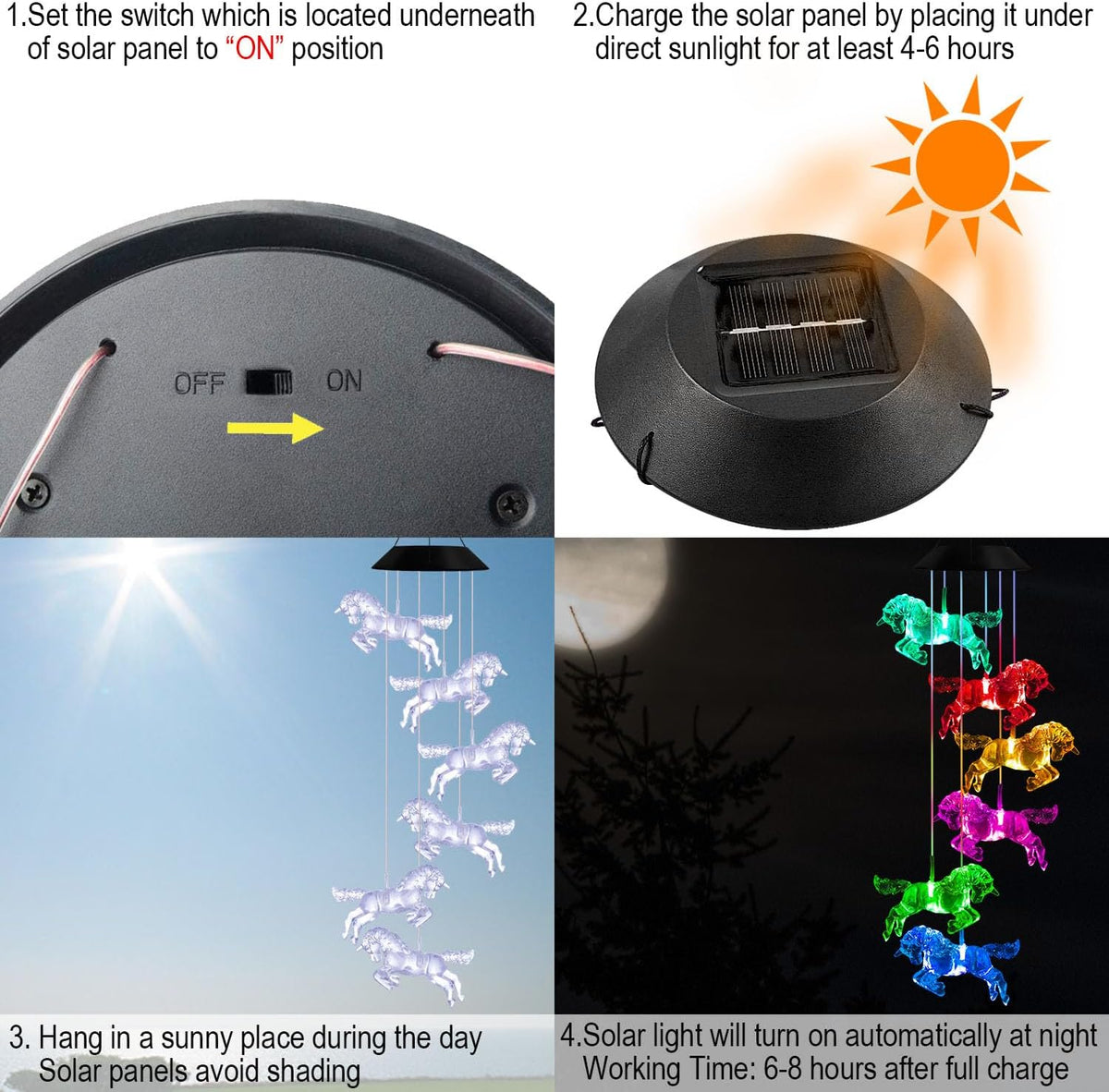 Solar Horse Wind Chime Light