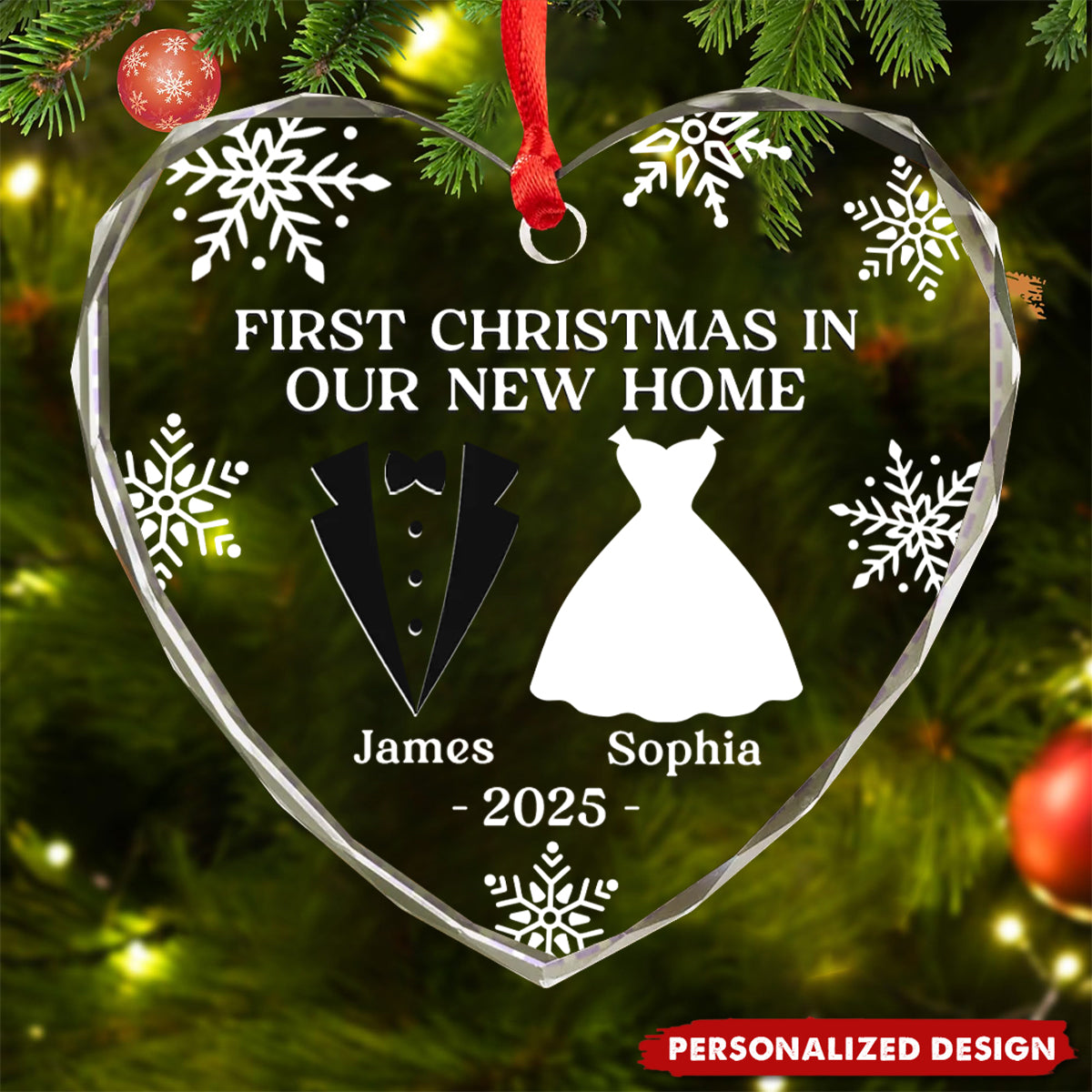 Personalized Anniversary Christmas Wedding Ornament Gifts For Husband And Wife, Him And Her-Our First Christmas As Husband And Wife