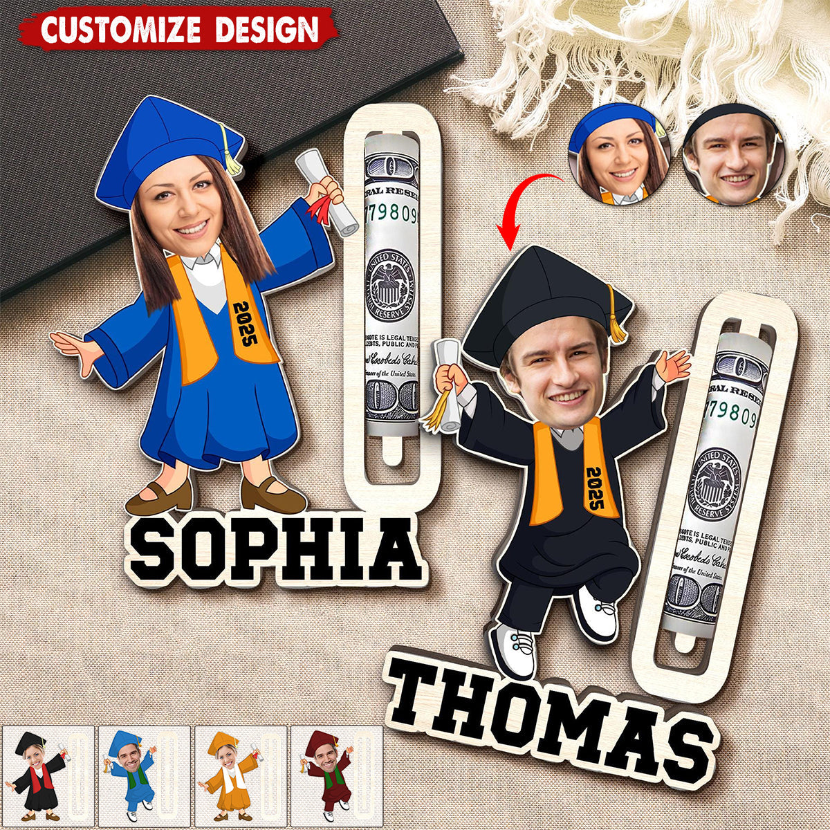 Personalized Graduation Photo Money Holder Class Of 2025